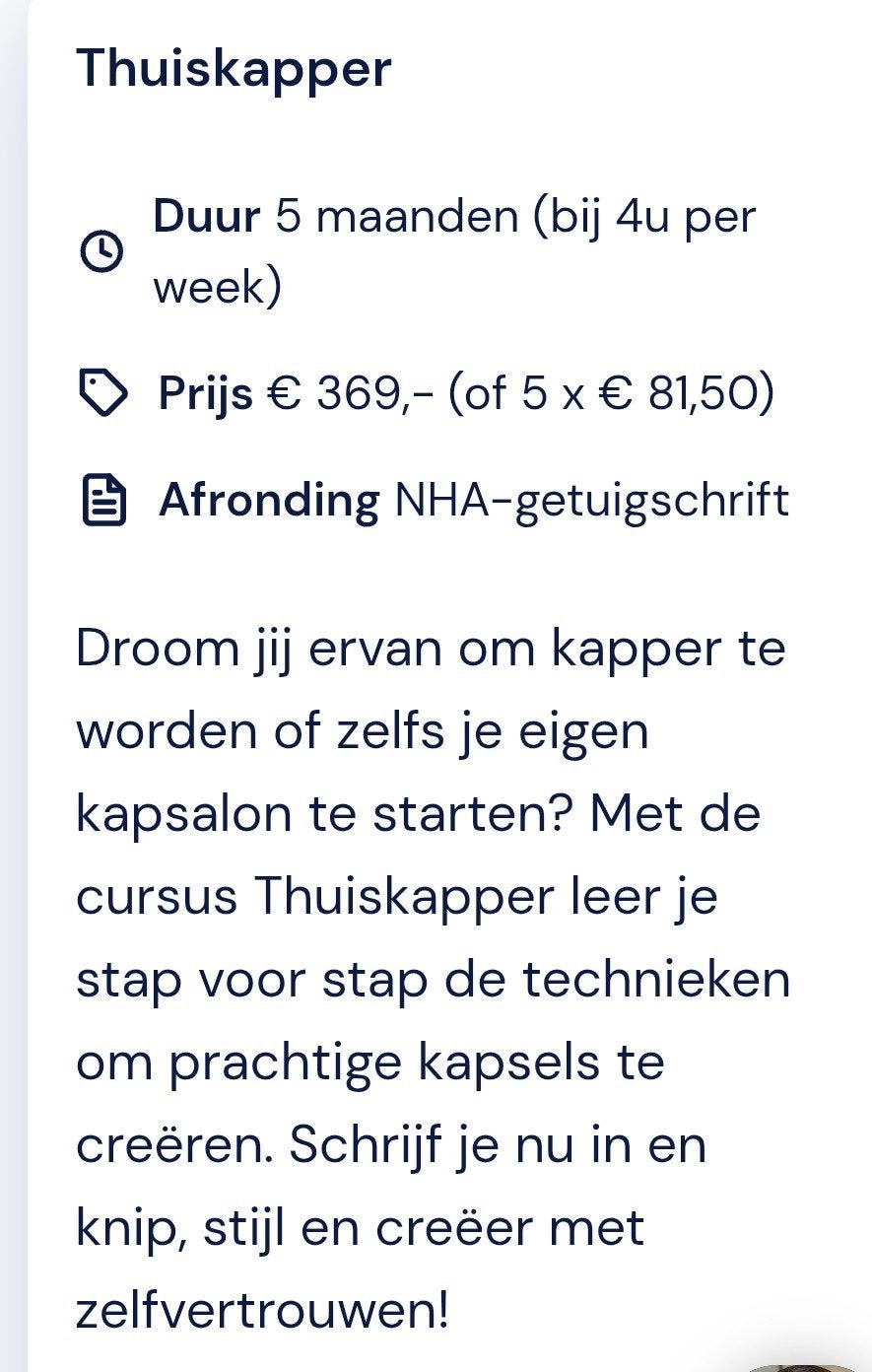 cursus thuiskapper, Ophalen of Verzenden, Nieuw, Boek