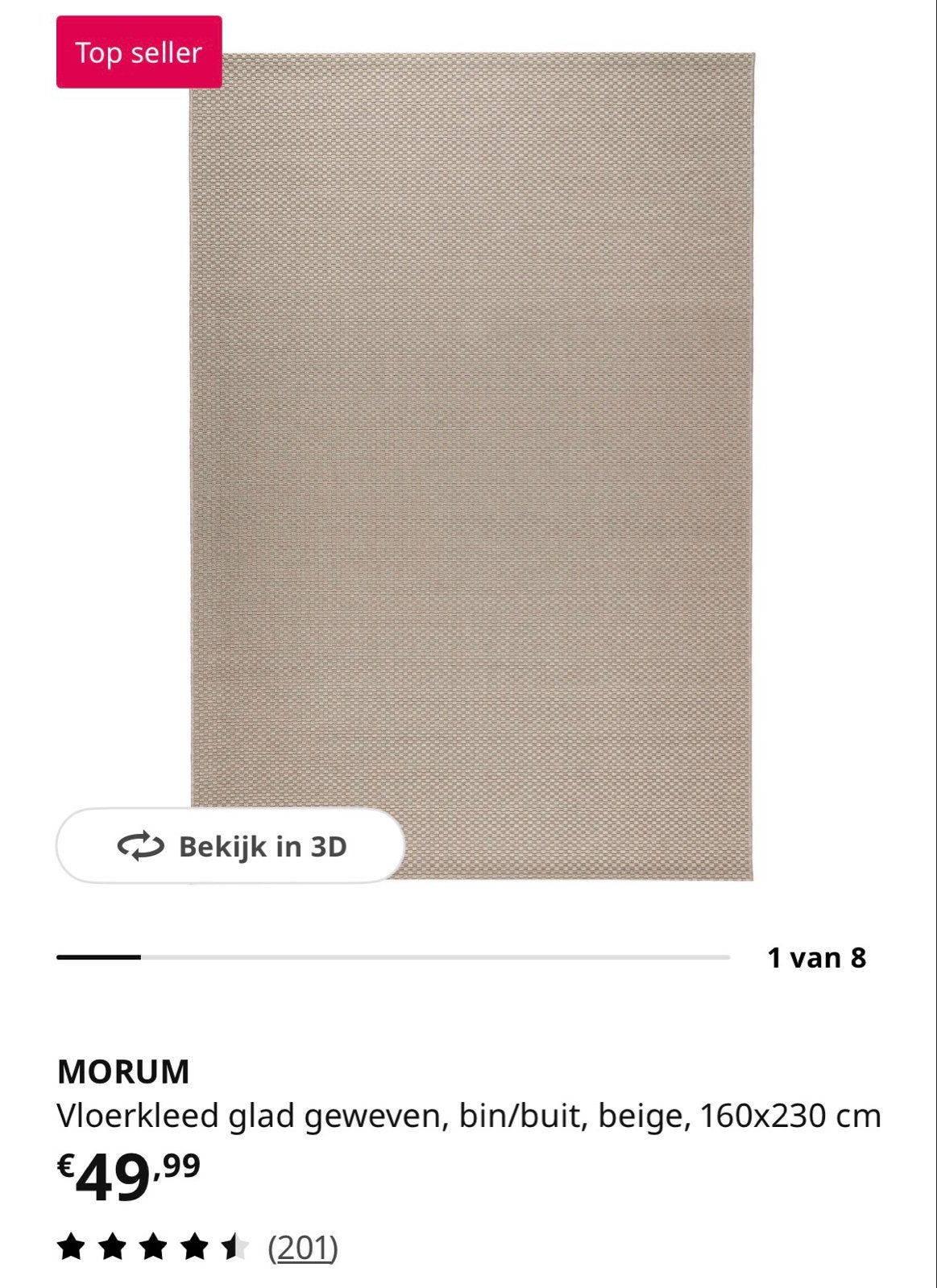 IKEA Morum Vloerkleed 160x230 cm - Zo goed als nieuw, Ophalen, 150 tot 200 cm, Zo goed als nieuw, Grijs