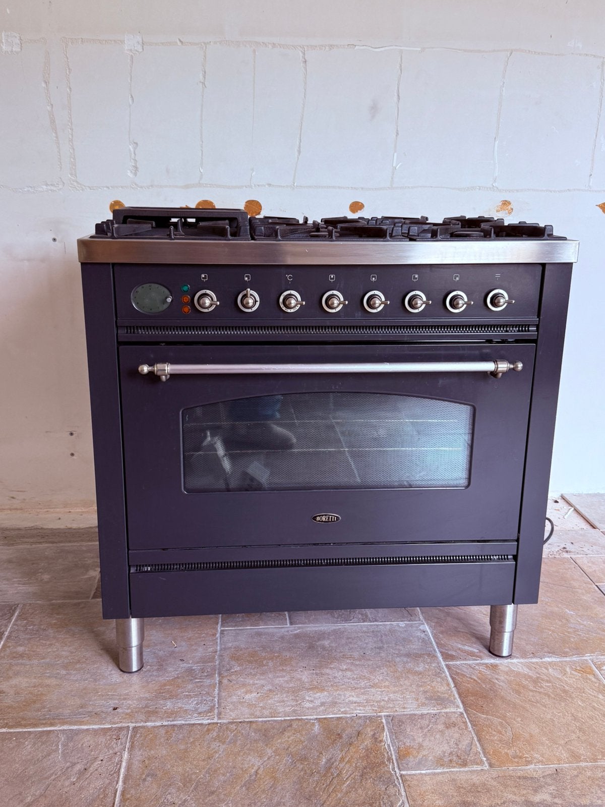 Boretti gasfornuis met wokbrander en elektrische oven, Witgoed en Apparatuur, Fornuizen, Ophalen, Gebruikt, Hete lucht, 60 cm of meer