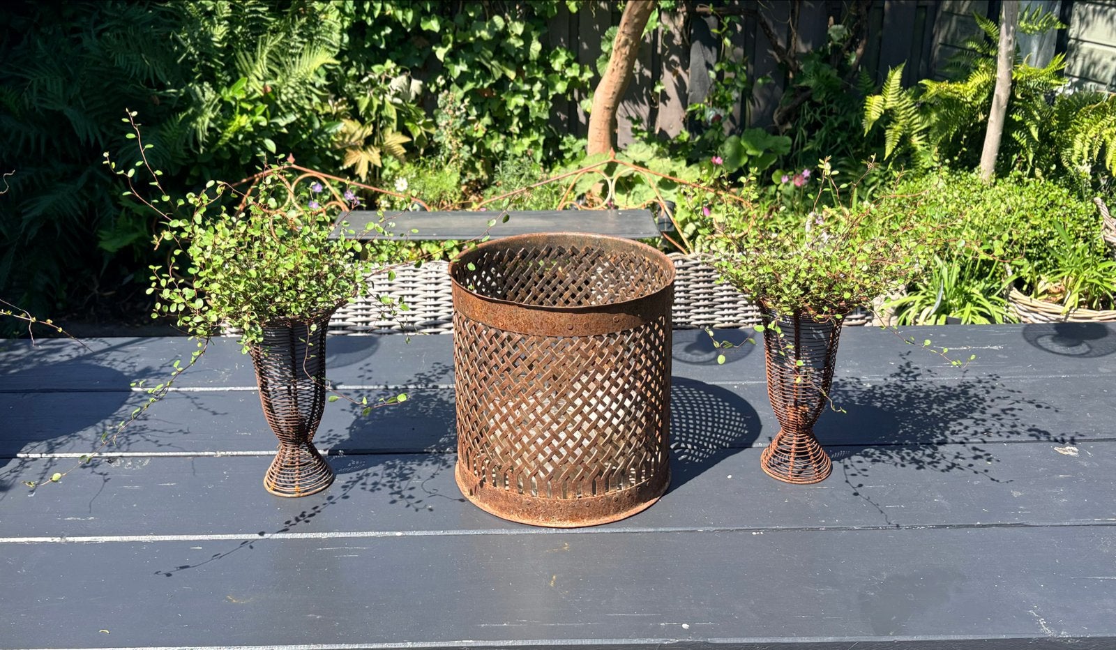 Set van 3 Vintage Draadkandelaren / Plantenbakken, Ophalen of Verzenden, Overige materialen