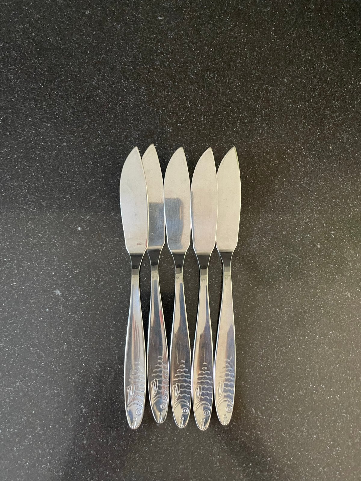 Set van 5 MF Rostfrei vismessen, Ophalen of Verzenden, Zo goed als nieuw, Rvs of Chroom, Vaatwasserbestendig