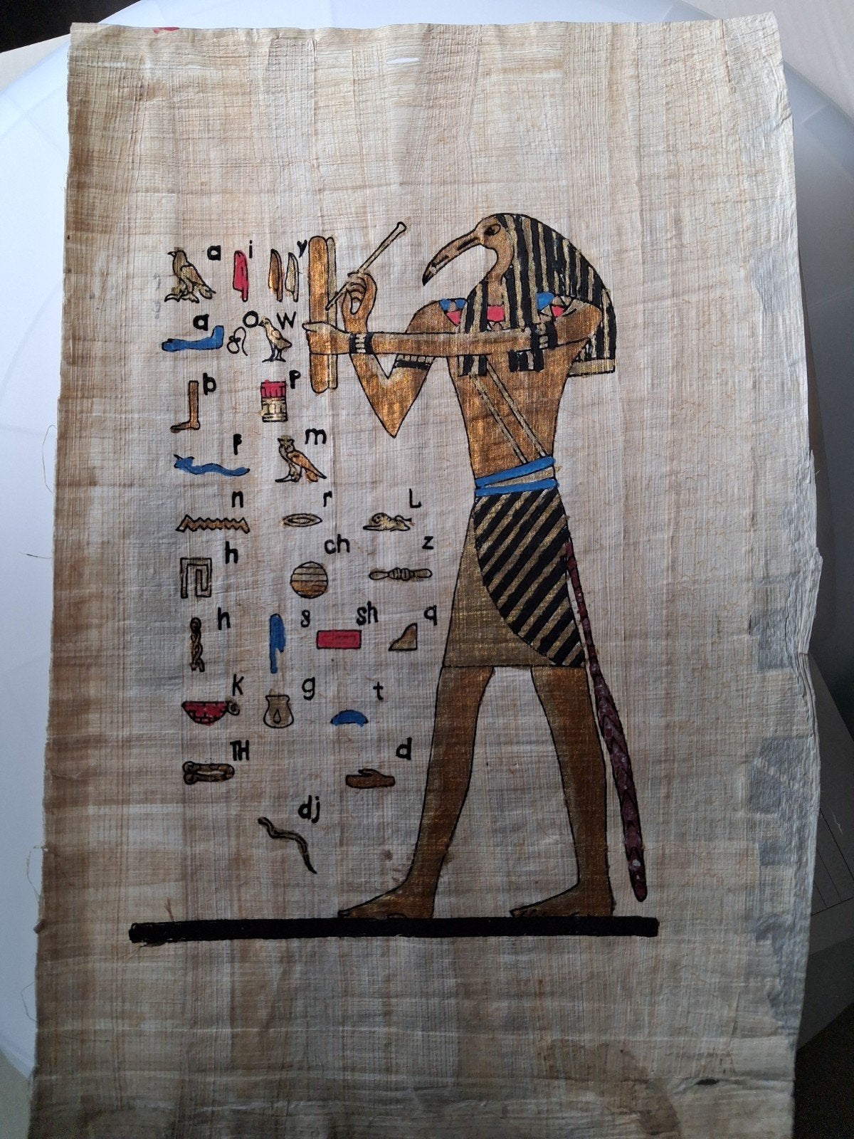 Vintage Egyptische papyrusschilderingen – jaren 90 – 3 stuks, Ophalen, Schilderij, Papier/karton, Geschilderd