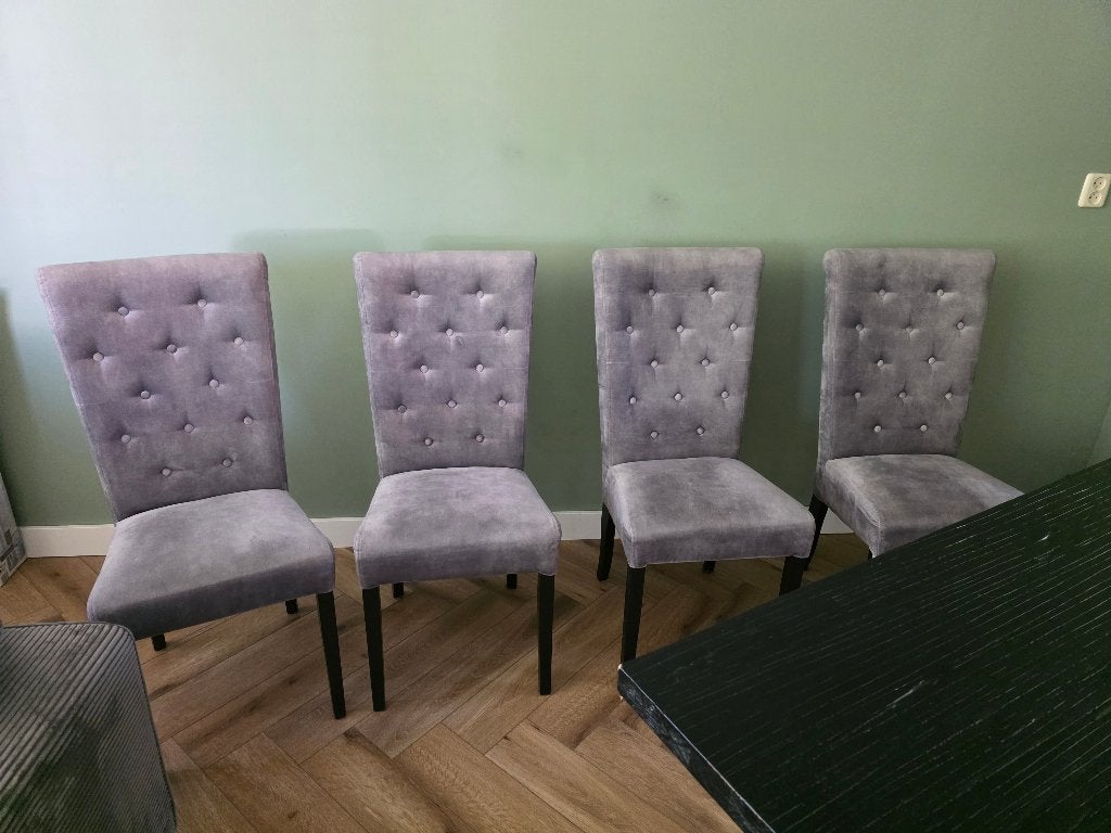 4x stoelen, Huis en Inrichting, Stoelen, Ophalen, Gebruikt, Grijs, Vier