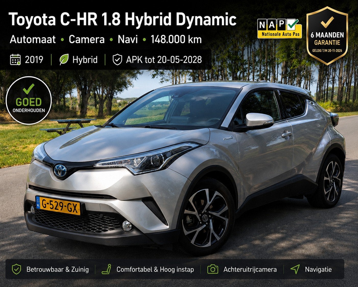 Toyota C-HR 1.8 Hybrid Dynamic | Automaat | Camera | Navi |, Auto's, 725 kg, 4 cilinders, Hybride Elektrisch/Benzine, SUV of Terreinwagen