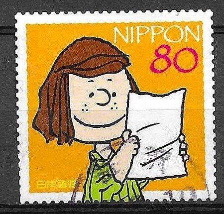 Japanse postzegel  met stripfiguur, Ophalen of Verzenden, Gestempeld, Oost-Azië