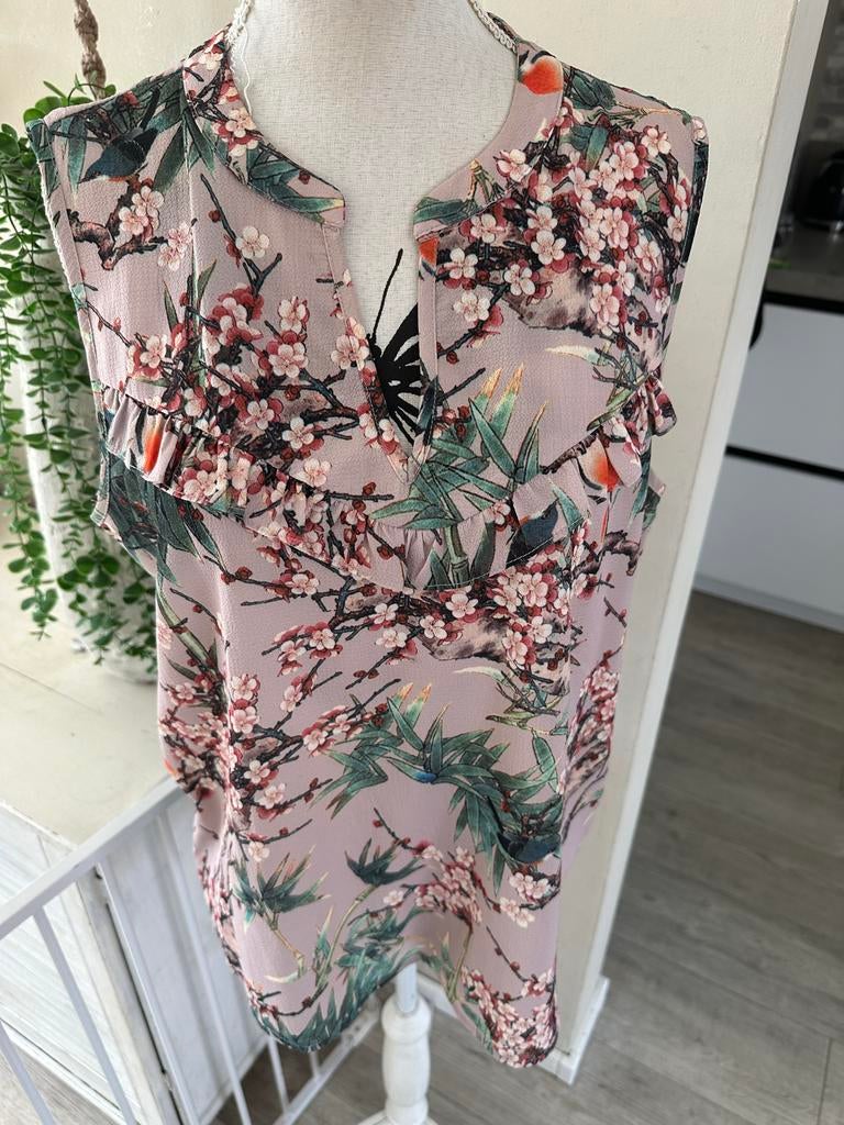 Sofie Schnoor top met bloemenprint, maat L, Maat 42/44 (L), Ophalen of Verzenden, Roze, Zonder mouw