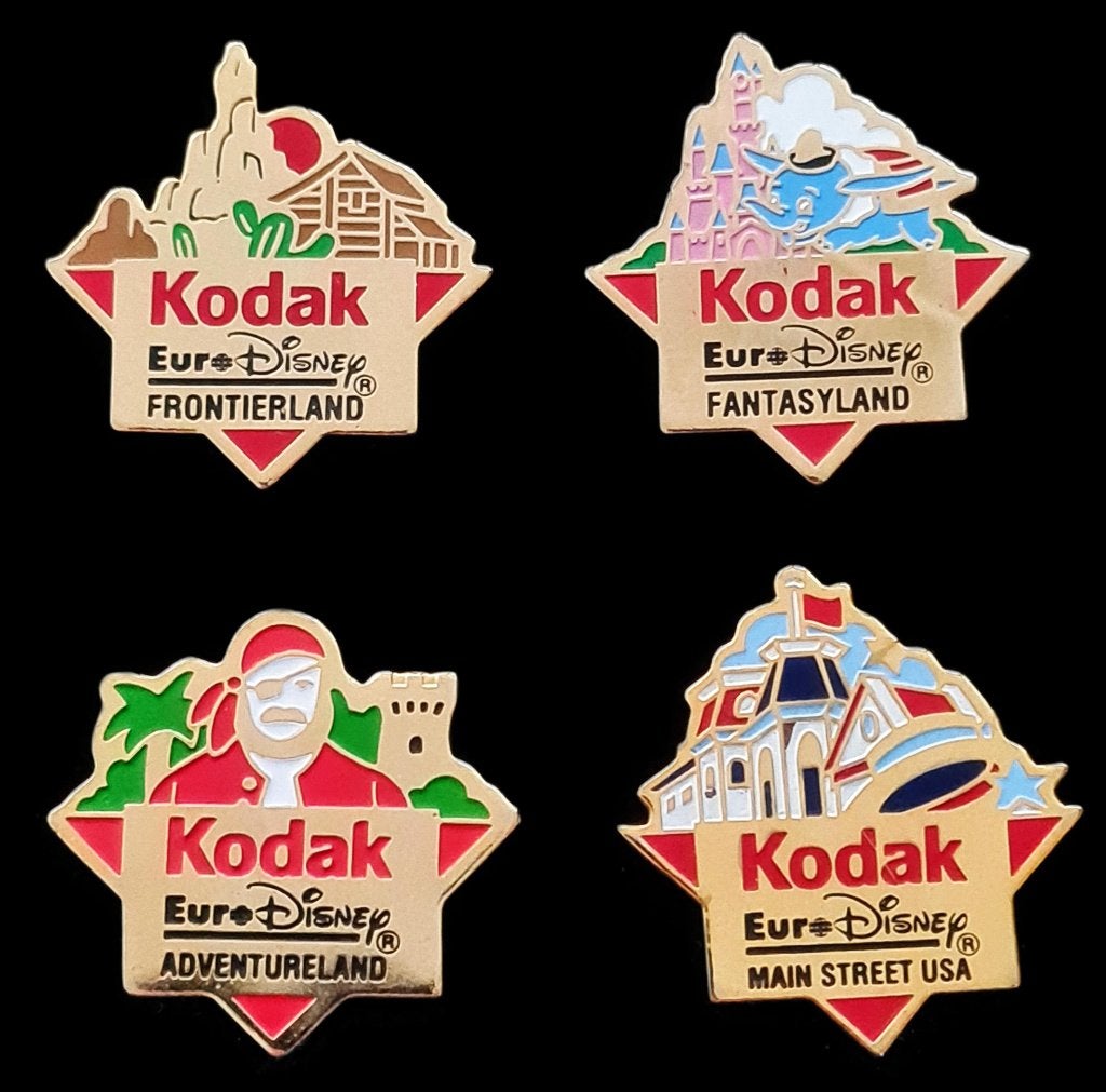 Euro Disney Kodak pins serie 4 stuks, Verzenden, Nieuw, Figuurtje, Speldje of Pin