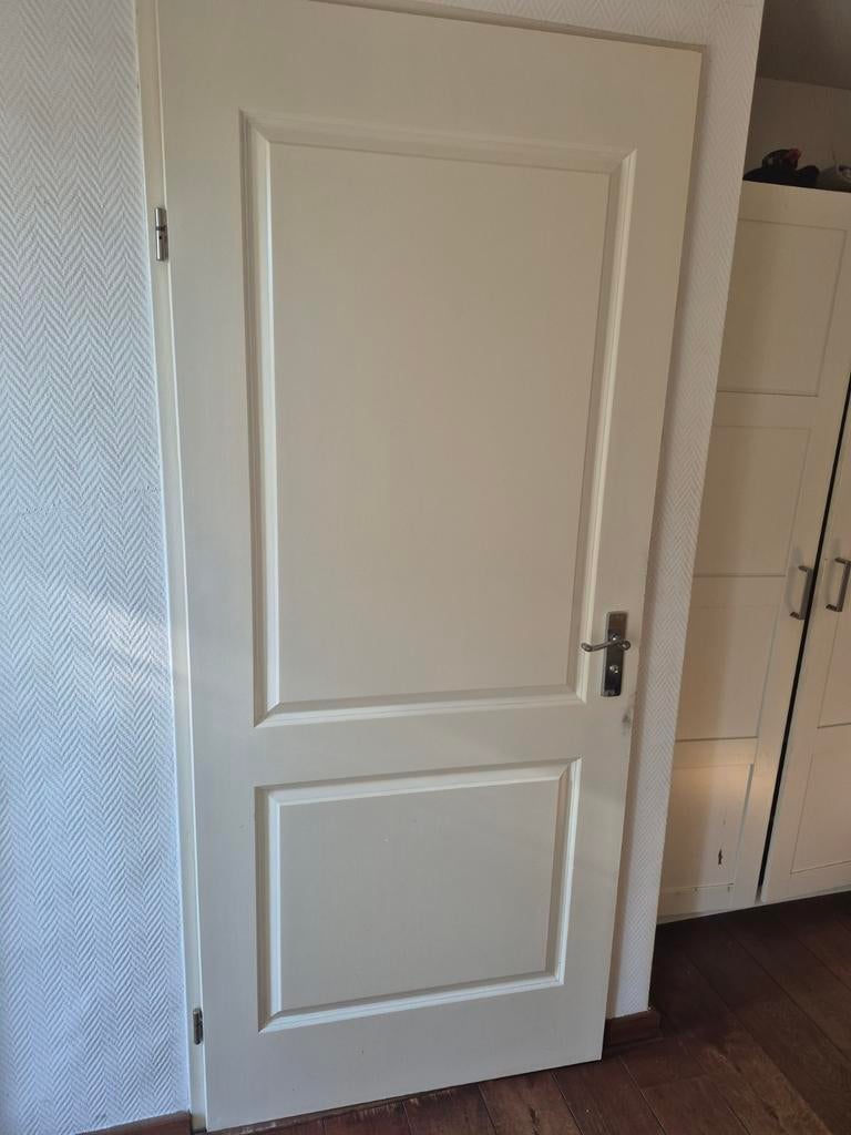 Witte binnendeur met paneeldetails, Ophalen of Verzenden, Gebruikt, Binnendeur, 200 tot 215 cm