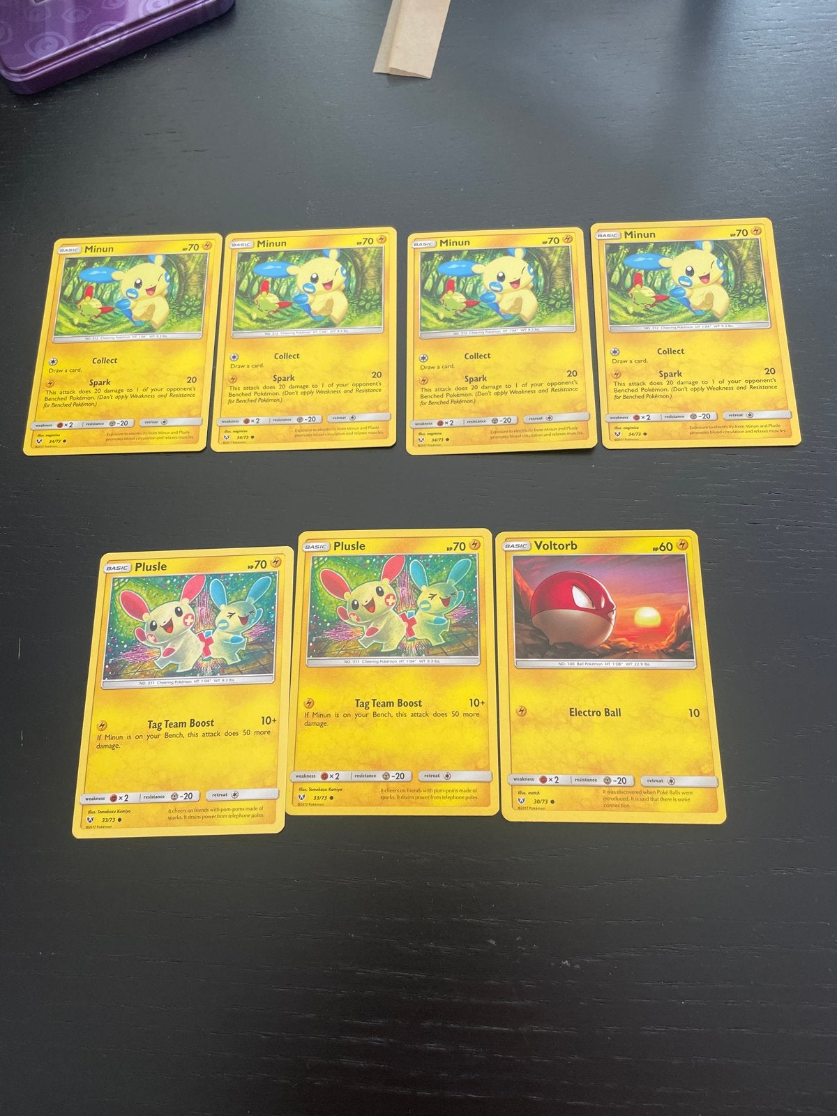 Pokémon kaarten: Minun, Plusle en Voltorb, Ophalen of Verzenden, Gebruikt, Meerdere kaarten