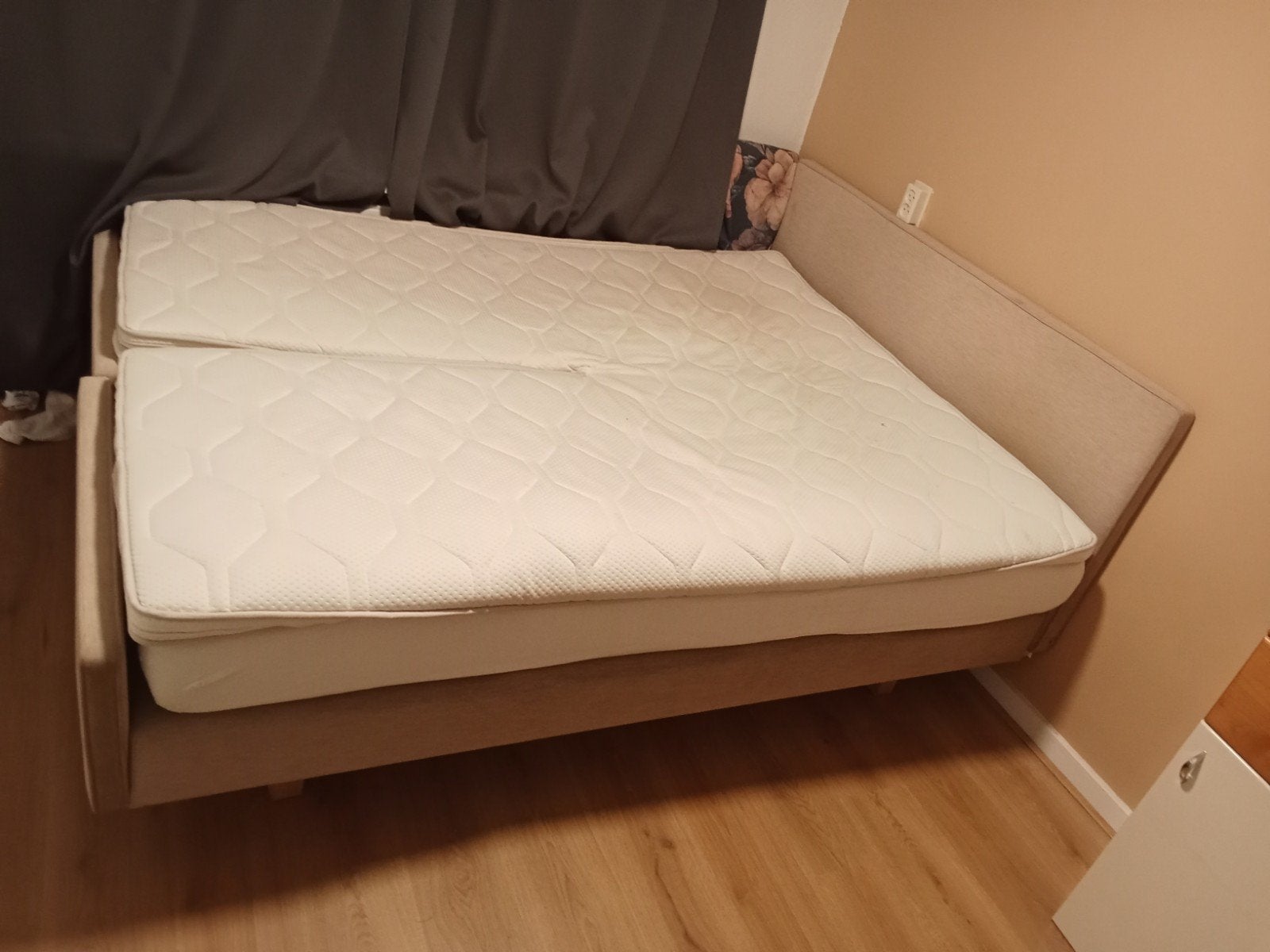 Tweepersoons boxspring bed met topper, 170x200 cm, Ophalen, Gebruikt, Tweepersoons, Stof