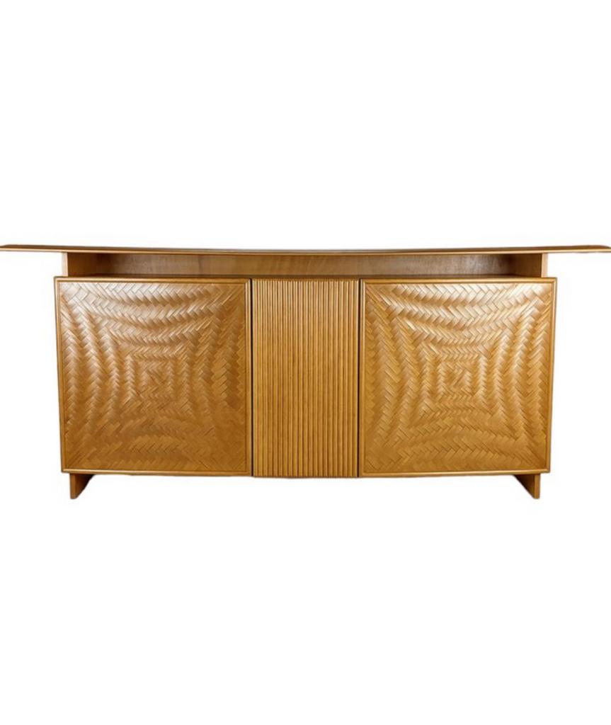 Geweldig vintage dressoir jaren ‘70 ‘80 hout en bamboe, Huis en Inrichting, Kasten | Dressoirs, Ophalen, Zo goed als nieuw, 25 tot 50 cm