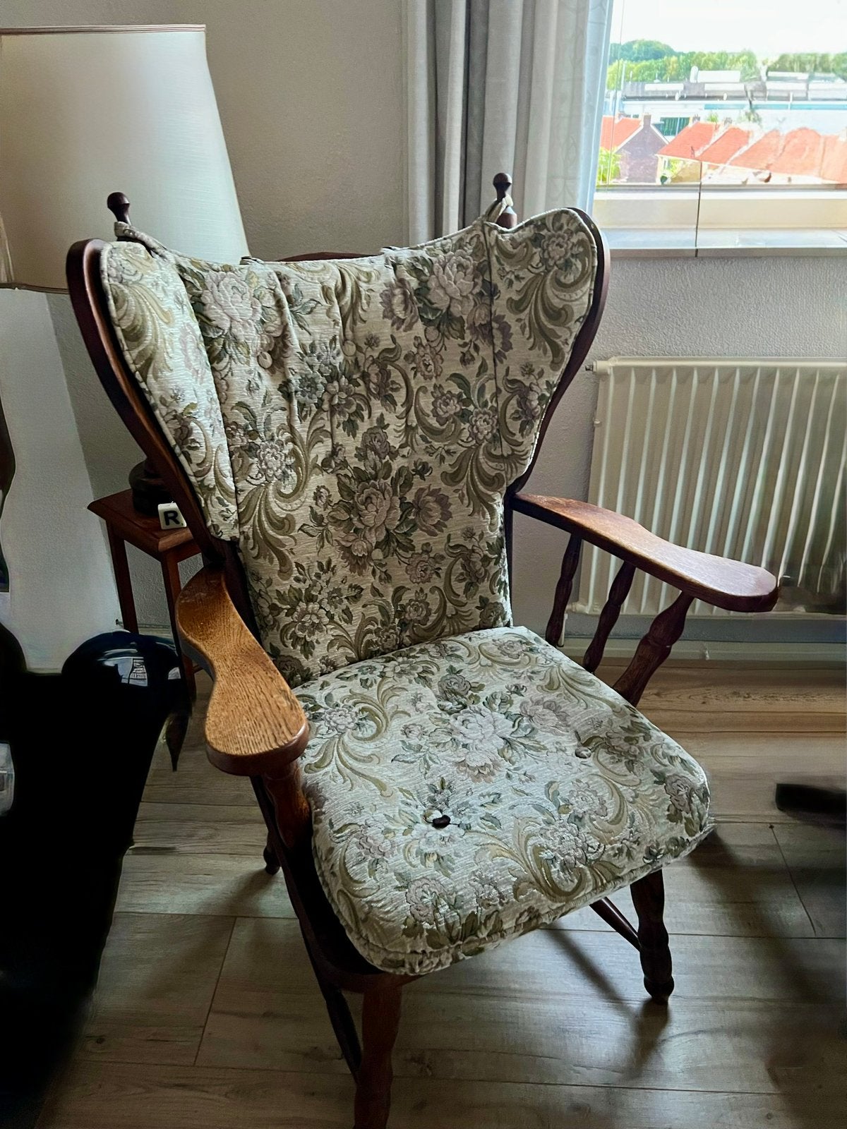 Vintage fauteuil met bloemenprint, Ophalen, Gebruikt, Overige kleuren, Eén