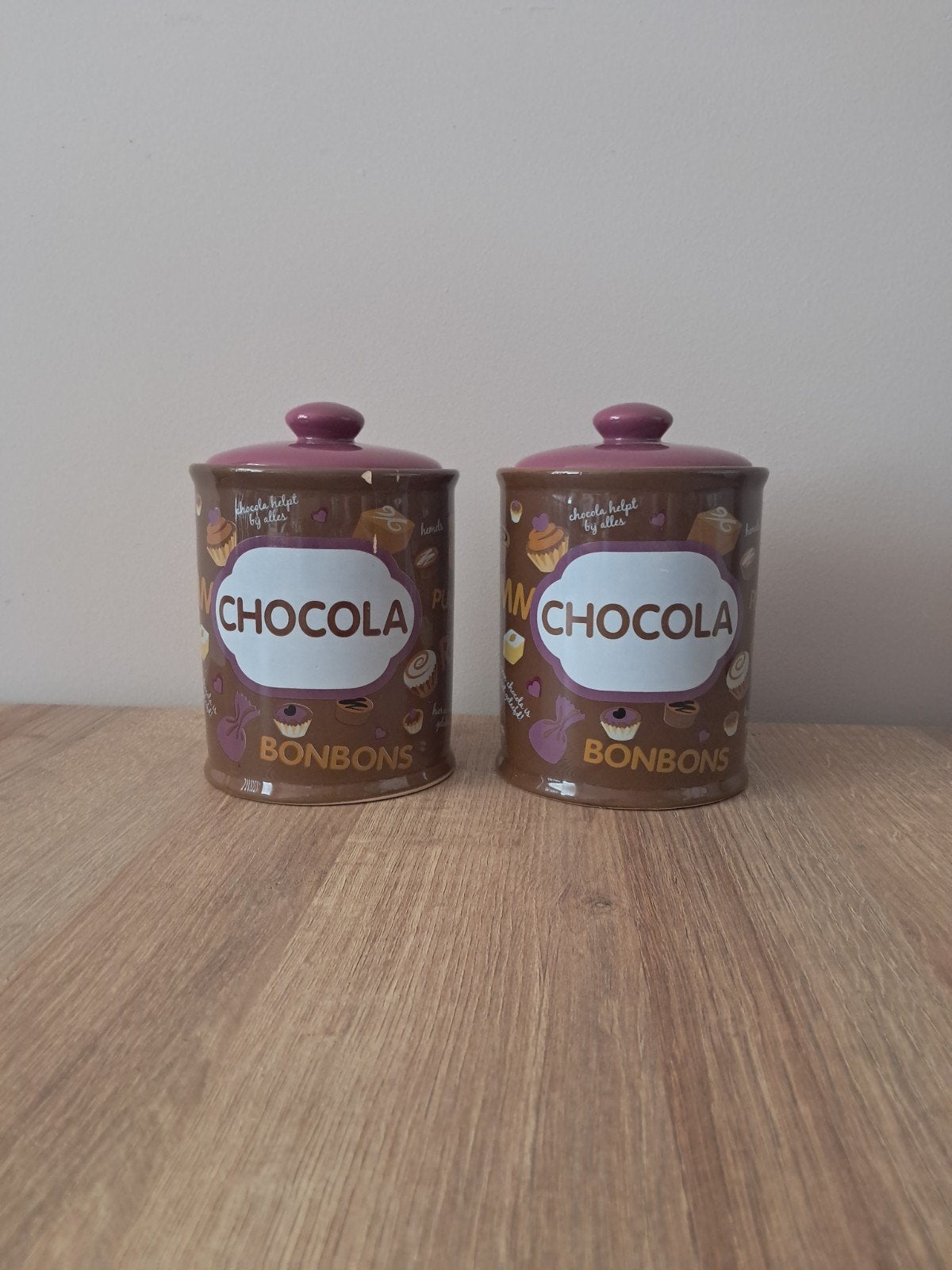 Set van 2 Chocolade Fondue Potten met Deksel, Ophalen, Gebruikt, Met deksel, Rond