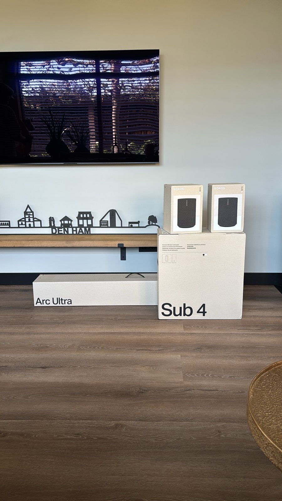 Sonos Arc Ultra, Sub 4 en 2x Sonos One SL alleen de dozen