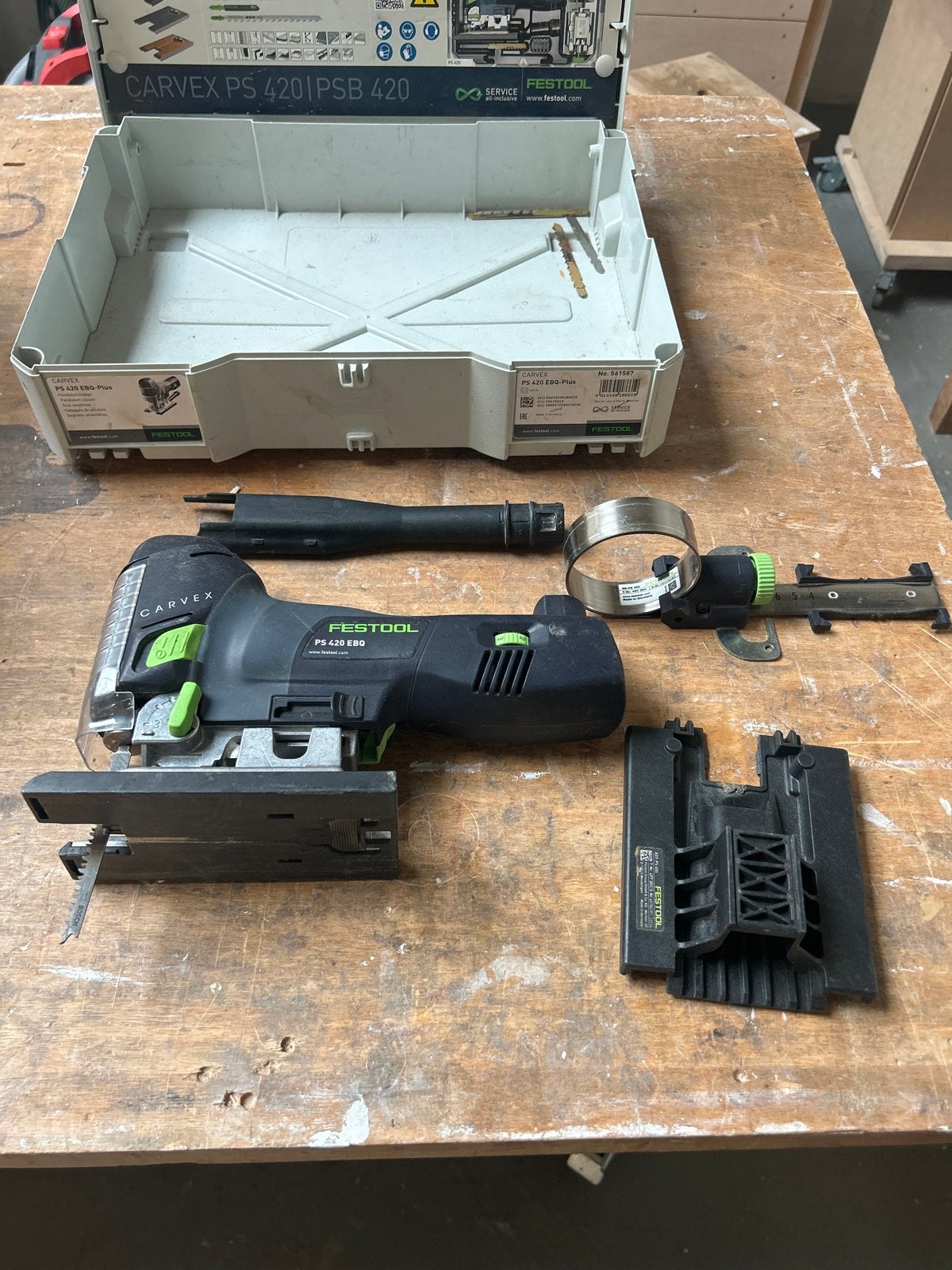 Festool Carvex PS 420 EBQ Decoupeerzaag met accessoires, Ophalen, Gebruikt, 600 tot 1200 watt, Decoupeerzaag