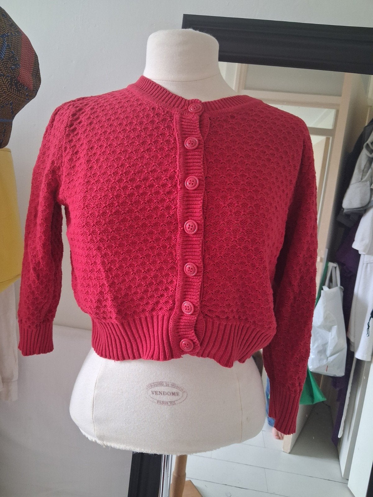 Rood gebreid vestje van Yemak, maat L, Kleding | Dames, Maat 42/44 (L), Yemak, Ophalen of Verzenden, Zo goed als nieuw