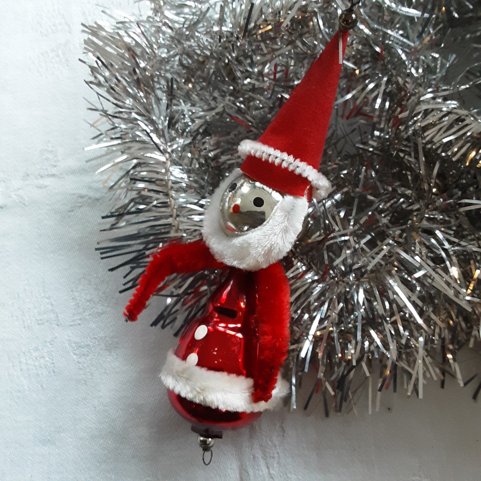Oude Kerstbal gablonzer kerstman, Ophalen of Verzenden, Gebruikt