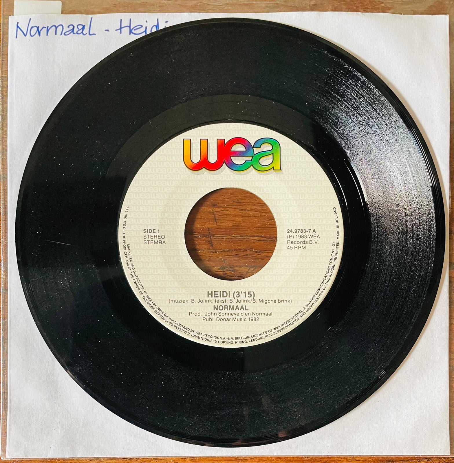 Normaal Heidi en lever moar in ( live) uit 1983, Cd's en Dvd's, Originele persing, 7 inch, Ophalen of Verzenden, Zo goed als nieuw