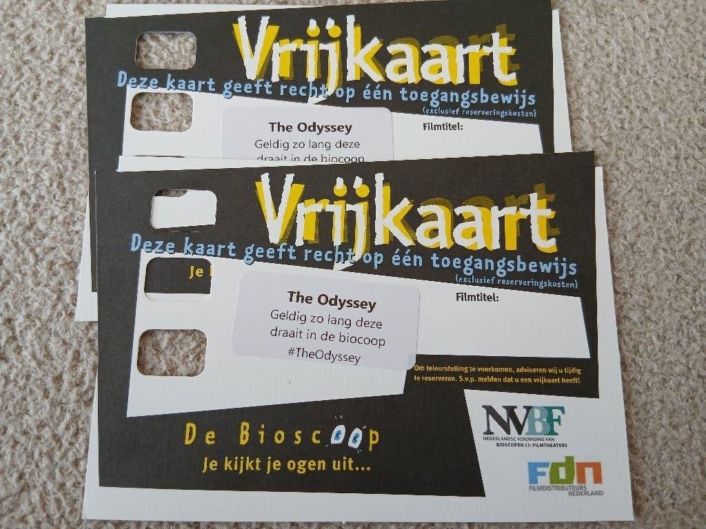 2 vrijkaarten voor de film The Odyssey, Twee personen