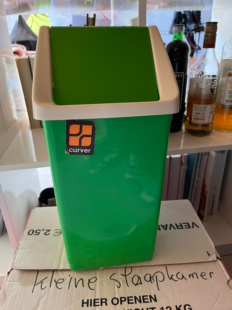Retro groen prullenbakje, Ophalen, Gebruikt, Kunststof