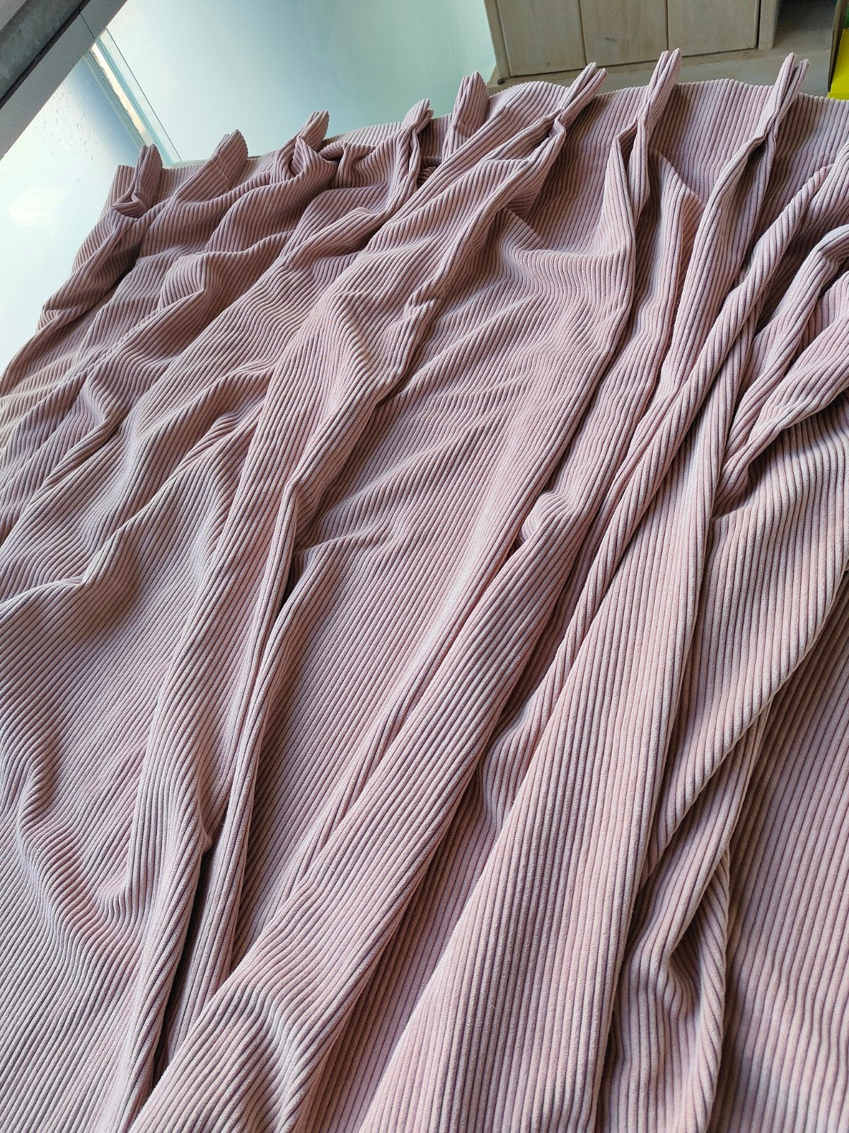 Prachtige nieuwe oudroze gordijnen – ribstof, Ophalen, Met haken, Nieuw, Polyester