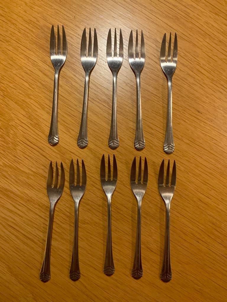 Set van10 Gero Zilmeta gebaksvorkjes, Antiek en Kunst, Antiek | Bestek, Ophalen of Verzenden