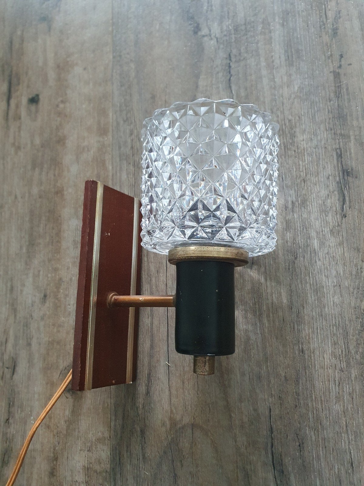 Leuk vintage wandlampje, Huis en Inrichting, Lampen | Wandlampen, Gebruikt, Bruin, E14 (klein), Ophalen of Verzenden