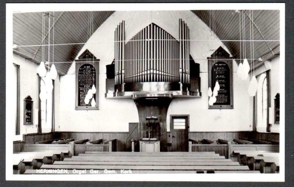 Oude Ansicht - Herkingen Orgel Ger. Gem. Kerk - ZH., Ophalen of Verzenden, 1940 tot 1960, Ongelopen, Zuid-Holland