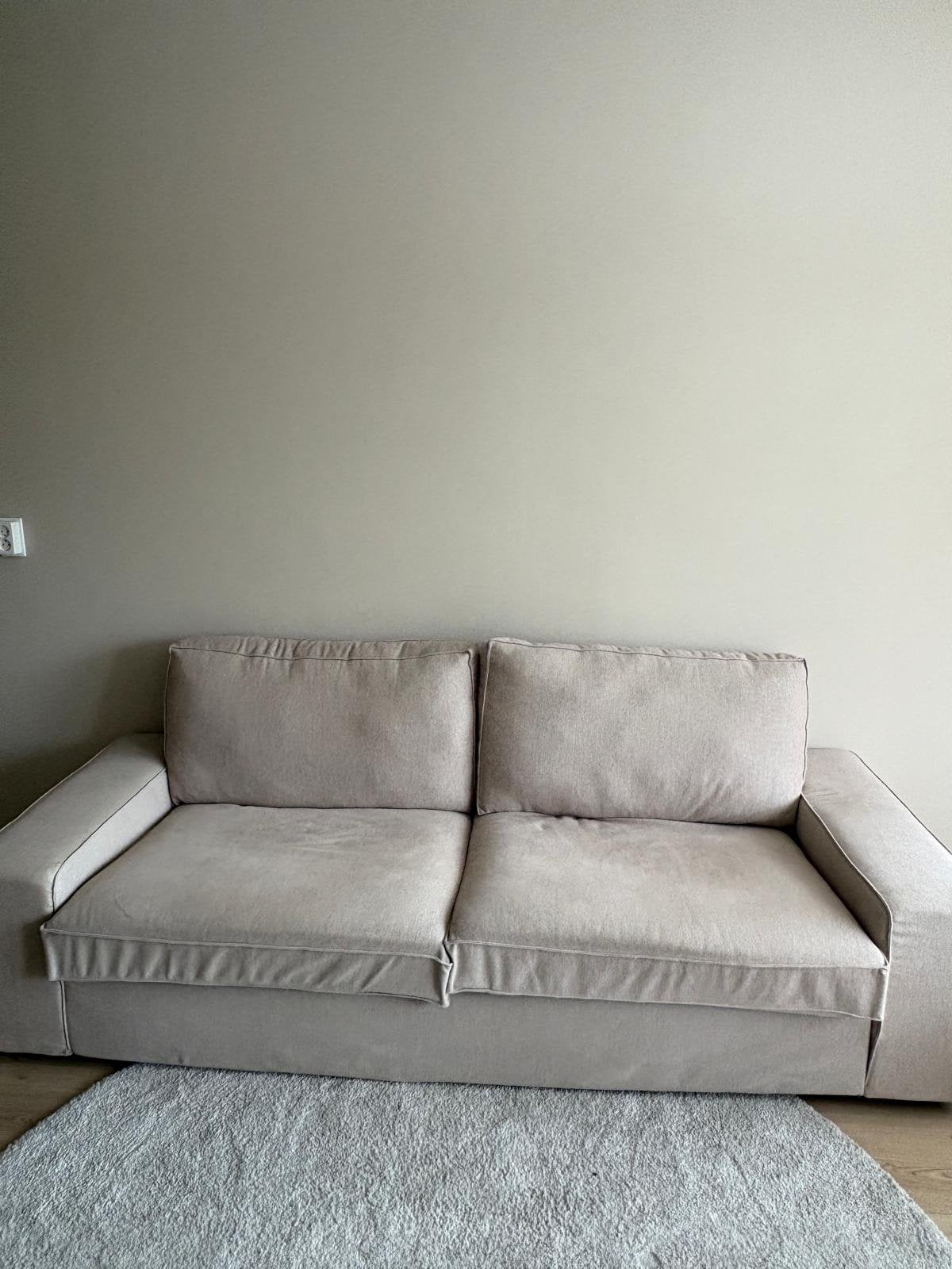 Beige bank, Ophalen, 250 tot 300 cm, Driepersoons, 75 tot 100 cm
