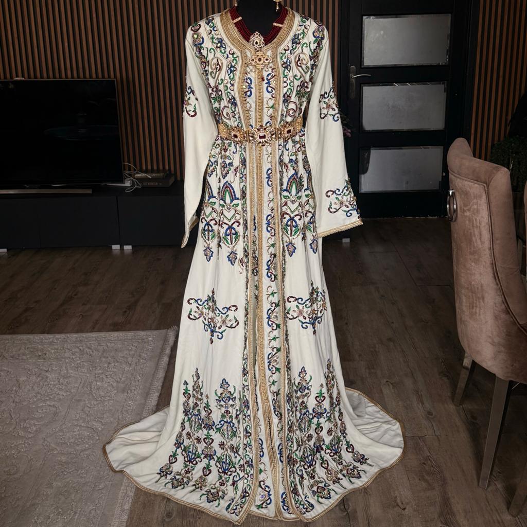 Elegante Marokkaanse Jurk - Caftan met Borduurwerk, Kleding | Dames, Gelegenheidskleding, Overige typen, Wit, Maat 46/48 (XL) of groter