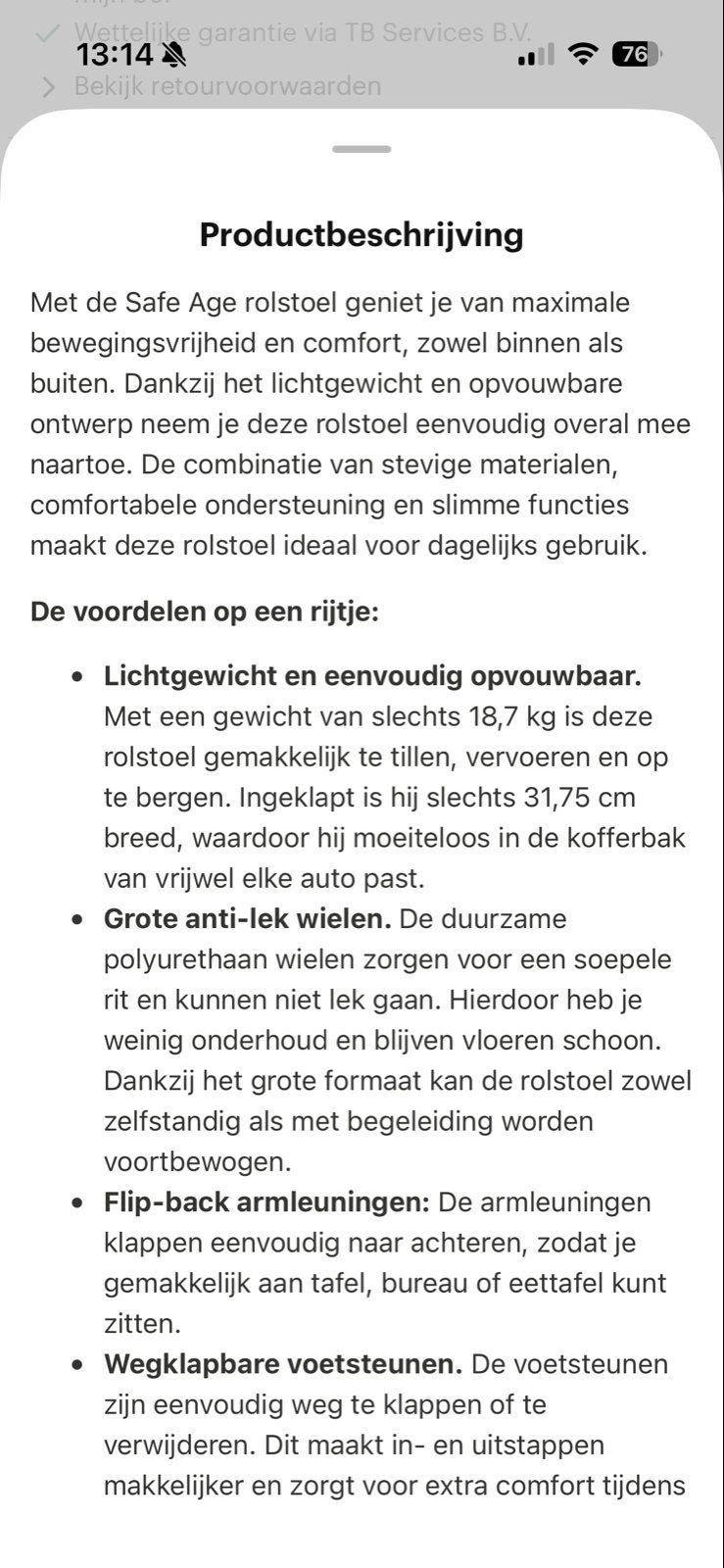 Rolstoel met opvouvbaar, Ophalen, Duwrolstoel