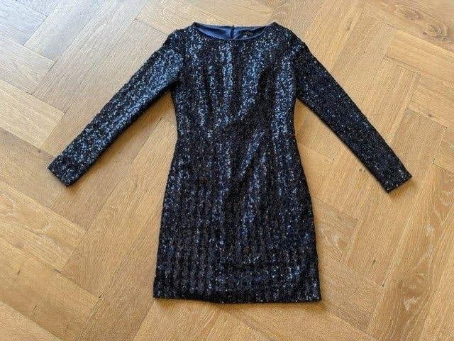 La Dress glitter jurk kort blauw maat L, Blauw, Maat 42/44 (L), Ophalen of Verzenden, Zo goed als nieuw