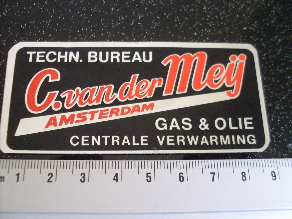 folie sticker tech. bureau C van der Meij amsterdam gas olie, Verzenden, Zo goed als nieuw, Bedrijf of Vereniging