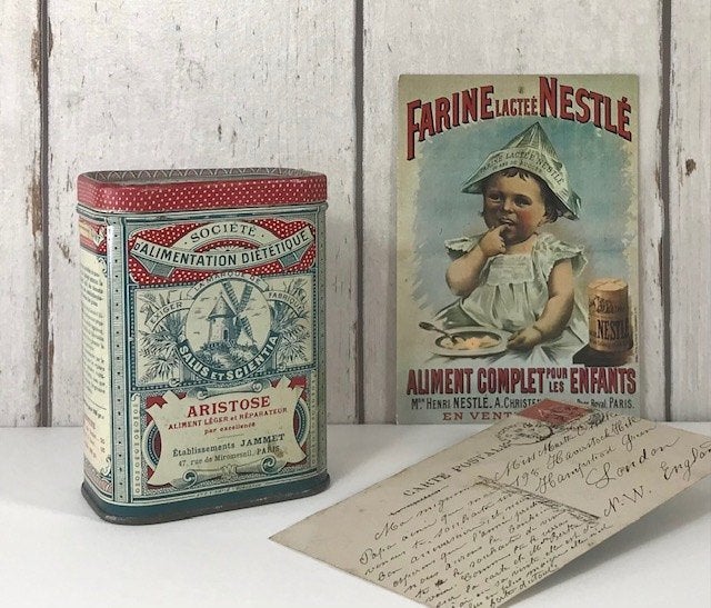 Frans blikje Societé d’Alimentation diététique Salus etc., Verzamelen, Blikken, Ophalen of Verzenden, Gebruikt, Overige