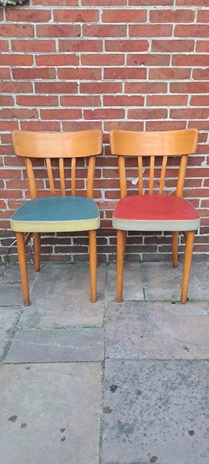 Set van 2 vintage Kok cafestoelen met skai zitting, Ophalen of Verzenden