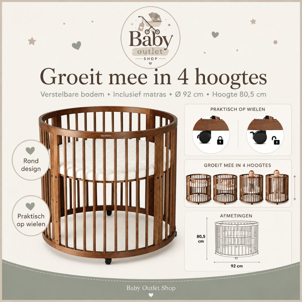 Deryan Willow Box - Ronde Baby Box met Matras - Playpen, Ophalen of Verzenden, Rond