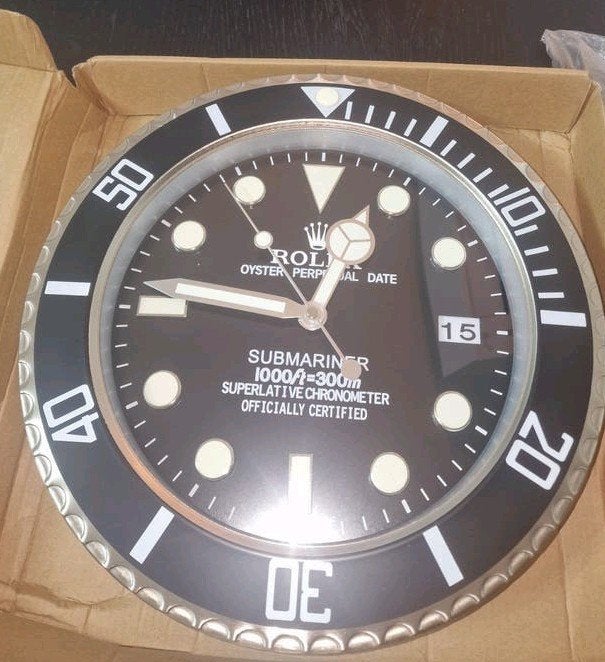 Rolex wandklok, Glow in the dark, Wandklok, Analoog, Nieuw