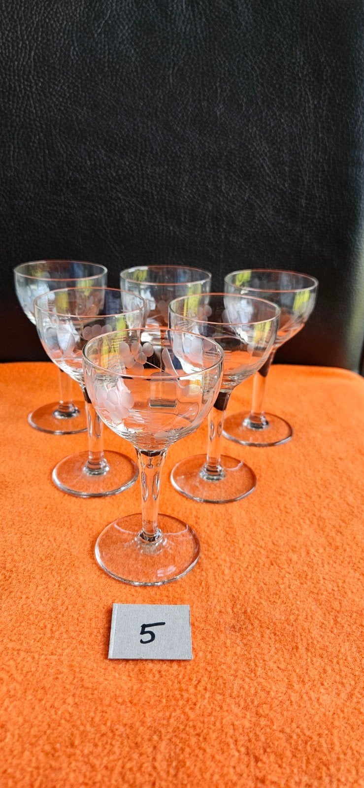 6x Vintage Kristal Champagne Coupe Glazen - Geëtst Bloem, Antiek en Kunst, Ophalen of Verzenden
