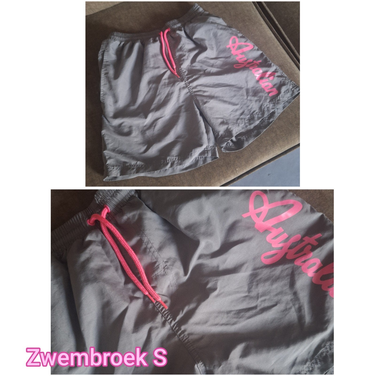 Australian Zwembroek Maat S - Grijs met Roze Logo, Ophalen, Grijs