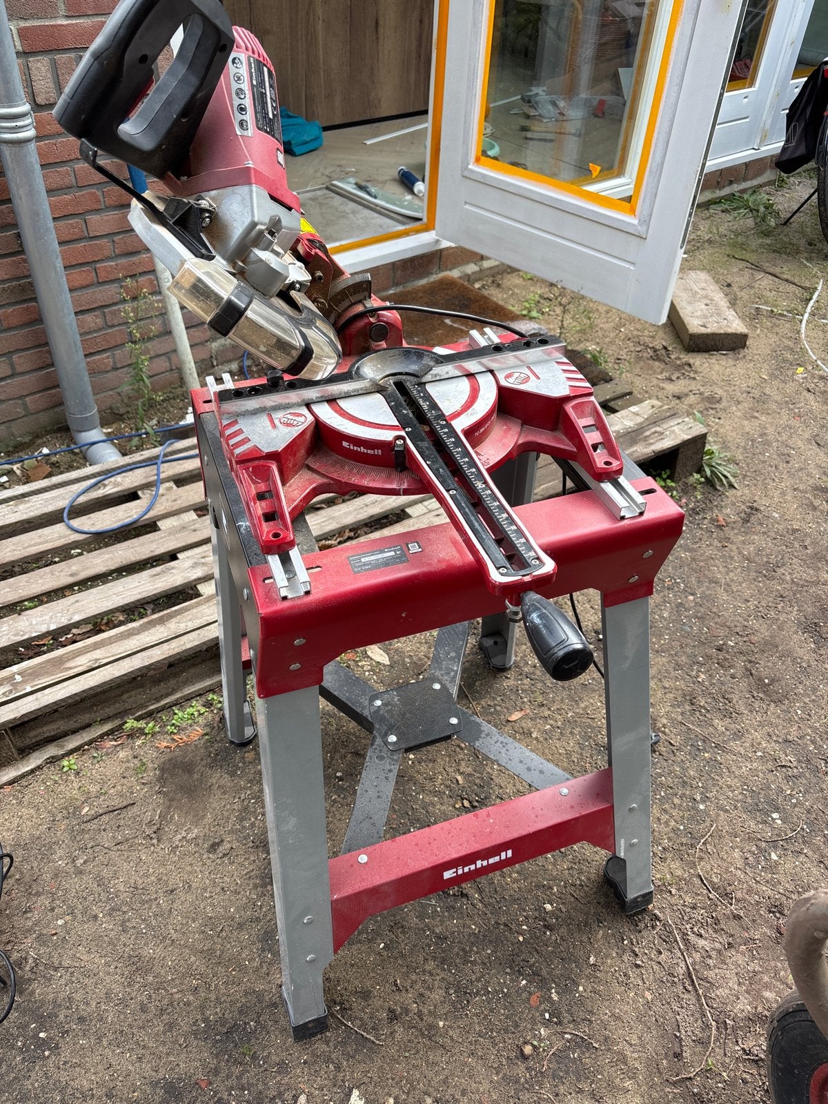 Einhell afkortzaag + tafel - voor onderdelen, Ophalen of Verzenden, Gebruikt, Afkortzaag
