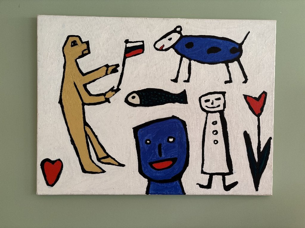 Abstract olieverfschilderij – Betty Goris (1987), 80x60cm, Ophalen