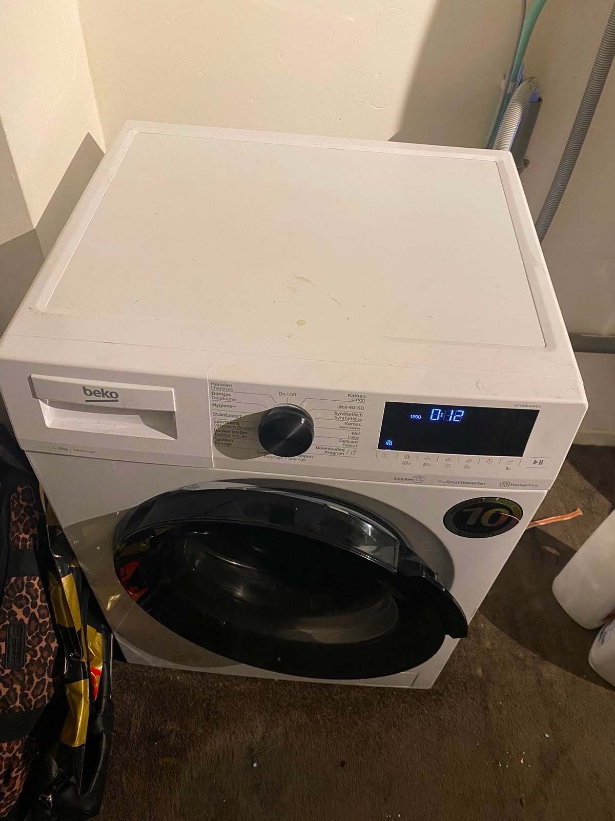 Beko Wasmachine 8 kg SteamCure ProSmart Inverter, Witgoed en Apparatuur, Wasmachines, Ophalen, 1200 tot 1600 toeren, Gebruikt
