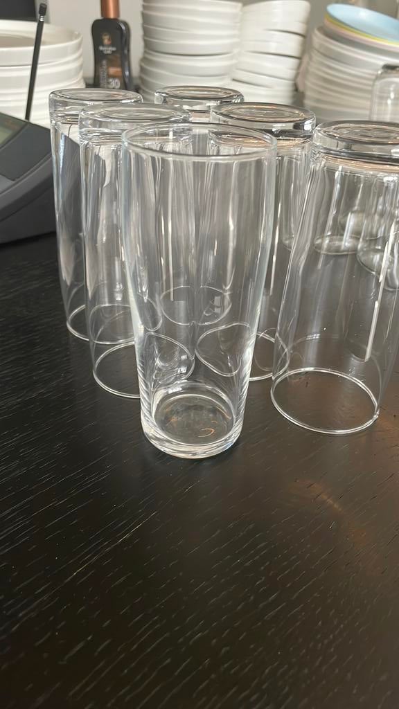 6 fluitjes bierglazen, Ophalen of Verzenden, Zo goed als nieuw, Bierglas