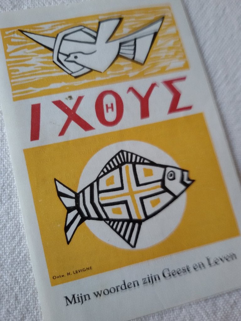 Bidprentje Ichthus Symbool 1958, Ophalen of Verzenden