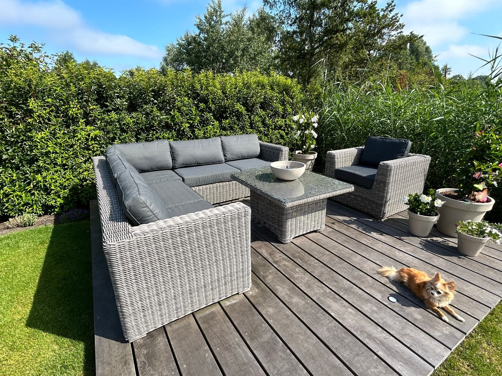 Luxe Wicker Loungeset Hamilton Bay Outdoor, Ophalen, Gebruikt, 6 zitplaatsen, Loungeset