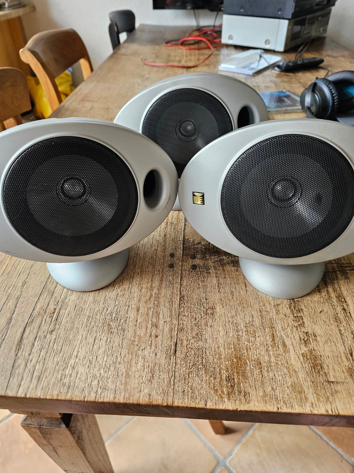 KEF HTS2001 'Eitjes' Satelliet Speakers - 3 Stuks, Audio, Tv en Foto, Luidsprekers, Gebruikt, Ophalen of Verzenden, 60 tot 120 watt
