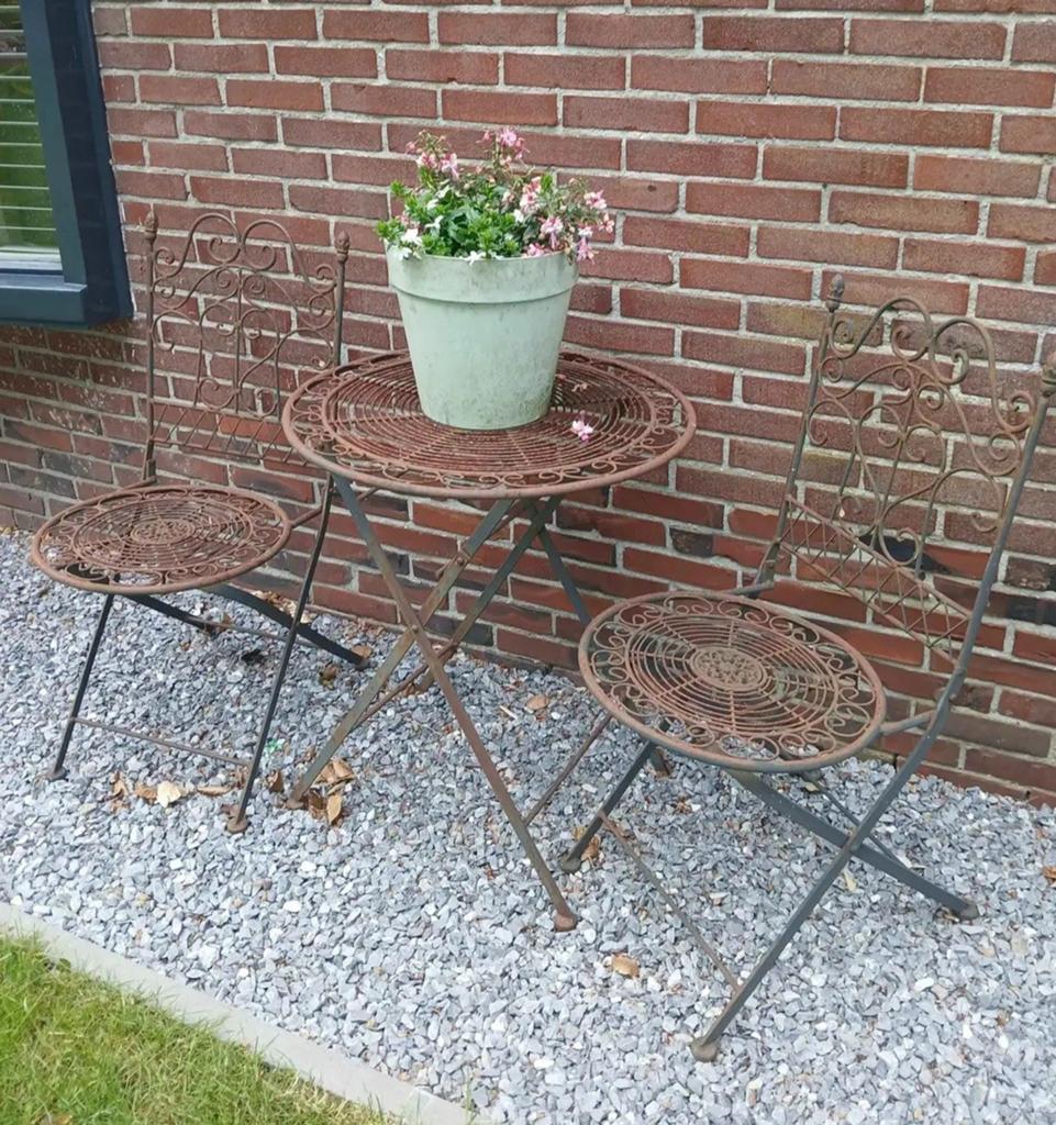 Antieke bistroset van smeedijzer - Tuinset, Overige materialen, Gebruikt, Tuinset, Eettafel