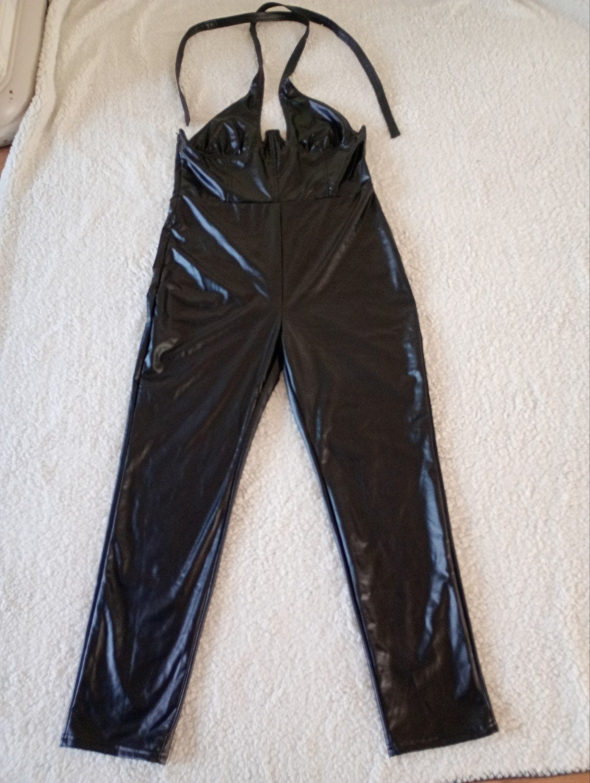 Shein SXY zwarte faux leren halter jumpsuit dames - Maat XL, Verzenden, Zwart, Maat 46/48 (XL) of groter, Info@shein.com