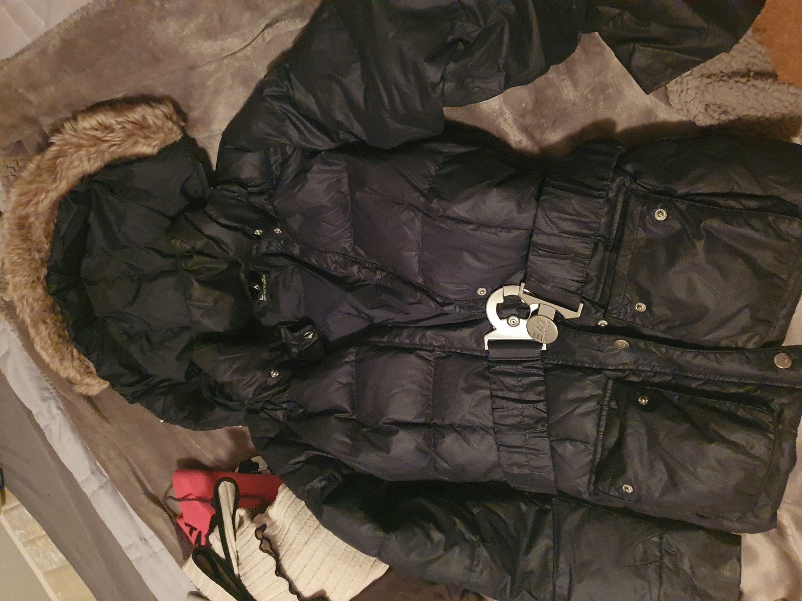 Armani EA7 Winterjas/Ski-jas met Bontkraag, Kleding | Dames, Maat 38/40 (M), Zwart, Armani EA7, Ophalen of Verzenden