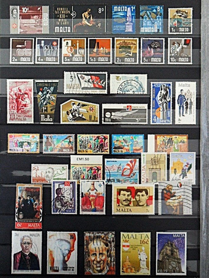 Malta : prachtig kavel van 40 zegels jaren '60 t/m 2010, Ophalen of Verzenden, Malta